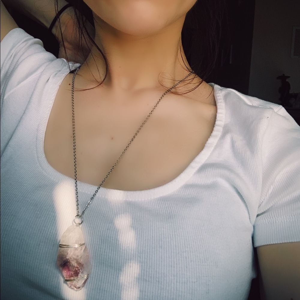 Raw amethyst necklace
